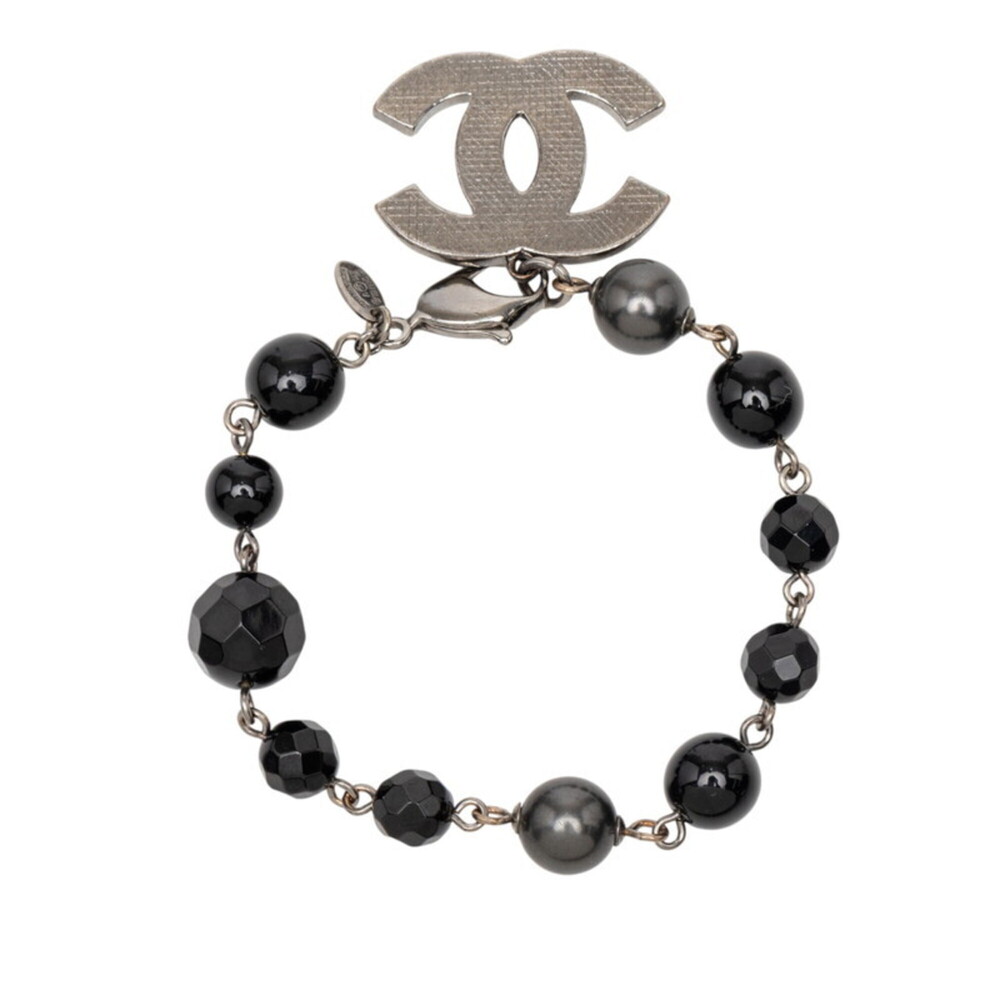 CHANEL Authentic Black Pearl Logo Charm Bracelet - Picture 3 of 5